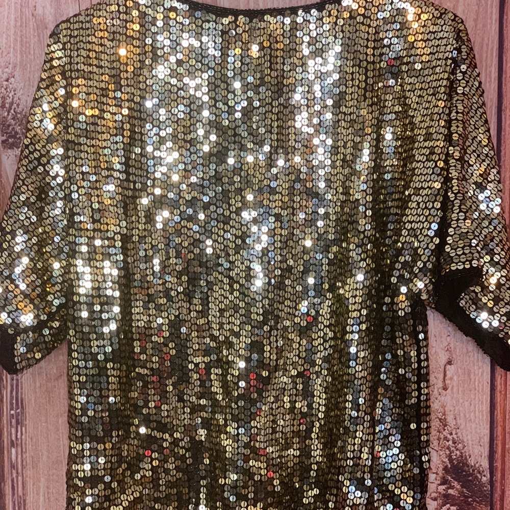 Gold sequin vintage silk blouse - Picture 5 of 6